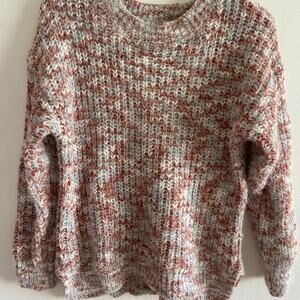 RD style eyelash fringe chunky knit sweater long sleeve marled medium